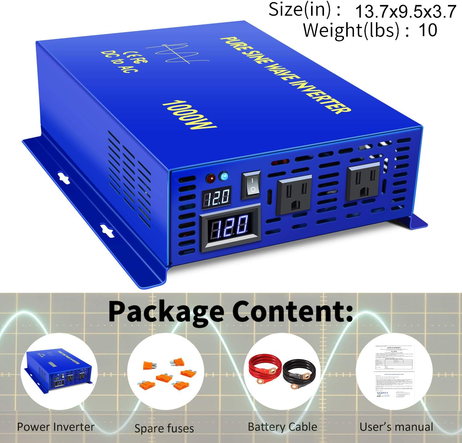 Best Cyber Monday 🔥 XYZ INVT 800 Watt Pure Sine Wave Inverter 24V DC to 110V 120V AC, 800W Power Invert Surge 1600W Power Converter for Solar System. (800W 24V 120V) Tech Deals 🔥 XYZ INVT 800 Watt Pure Sine Wave Inverter 24V DC to 110V 120V AC, 800W Power Invert Surge 1600W Power Converter for Solar System. (800W 24V 120V)