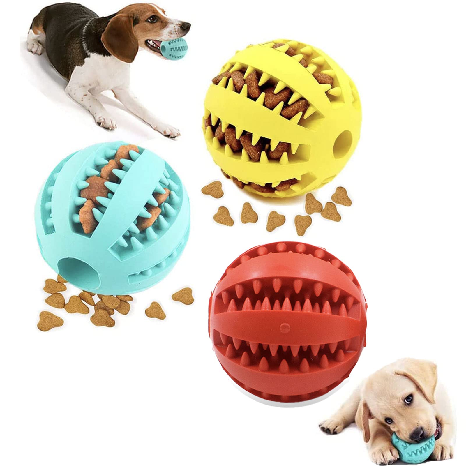 Pelota Interactiva Perro, 3 Juguetes para Perros, Juguete Perro Indestructible, Caucho Natural, Juguete para Cachorros De Caucho Natural para Perros Pequeños (5 Cm)