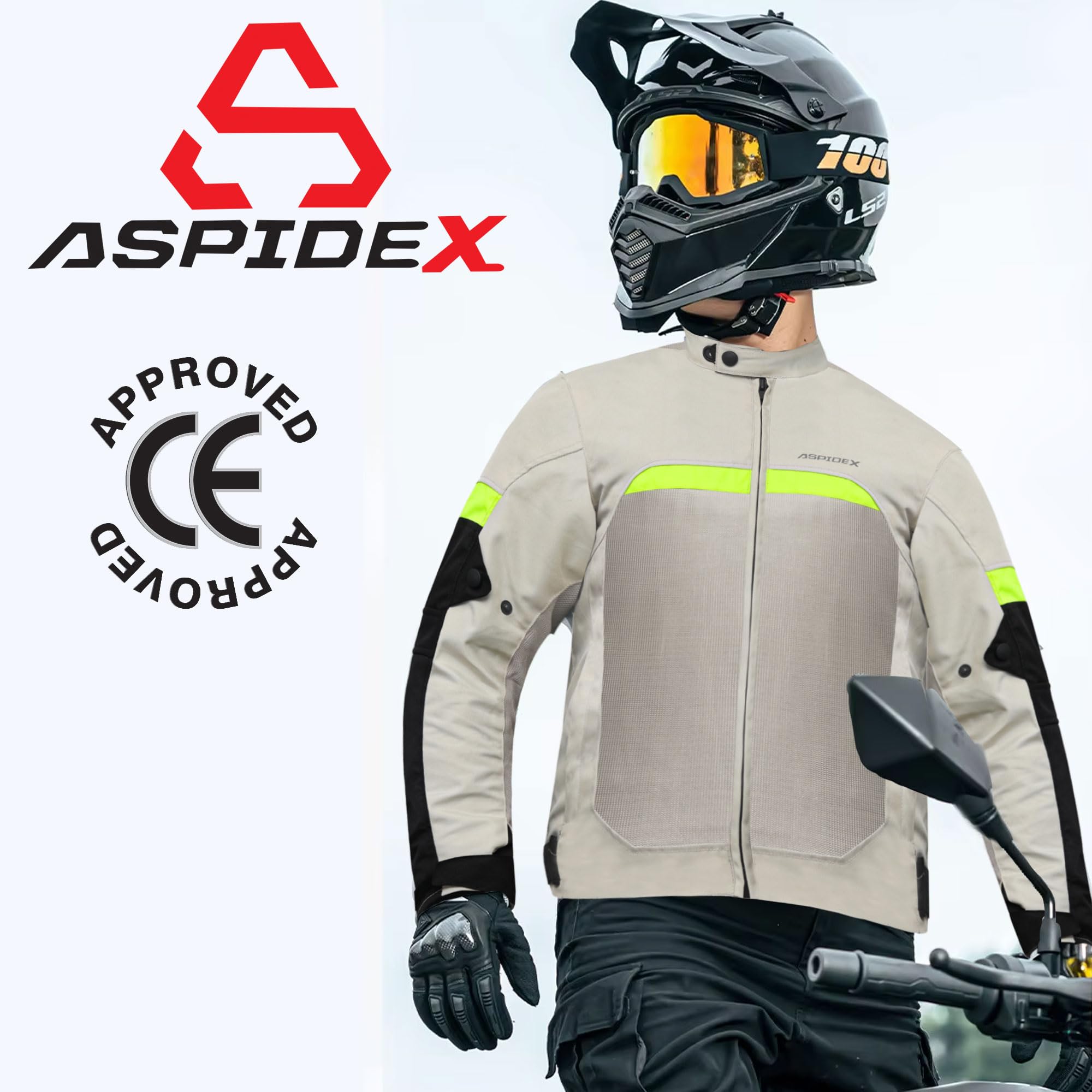 GIUBBOTTO MOTO ESTIVO ASPIDEX CERTIFICATO CON PROTEZIONI OMOLOGATE IN TESSUTO
