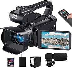6K 64MP videocámara cámara de video IR visión nocturna Vlogging Cámara para YouTube 18X Zoom digital 4.0 "Pantalla táctil Cámara digital con WiFi, micrófono, cargador, estabilizador, control remoto y