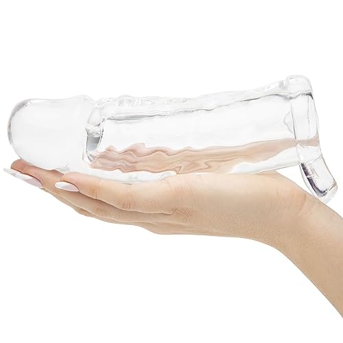 Lovehoney Mega Thick Penis Sleeve | 2 Extra Inches Penis Extender with Ball Loop | Girthy Realistic Sexual Stimulation Device | Couples Cock Enlarger Adult Sex Toys for Men | Clear