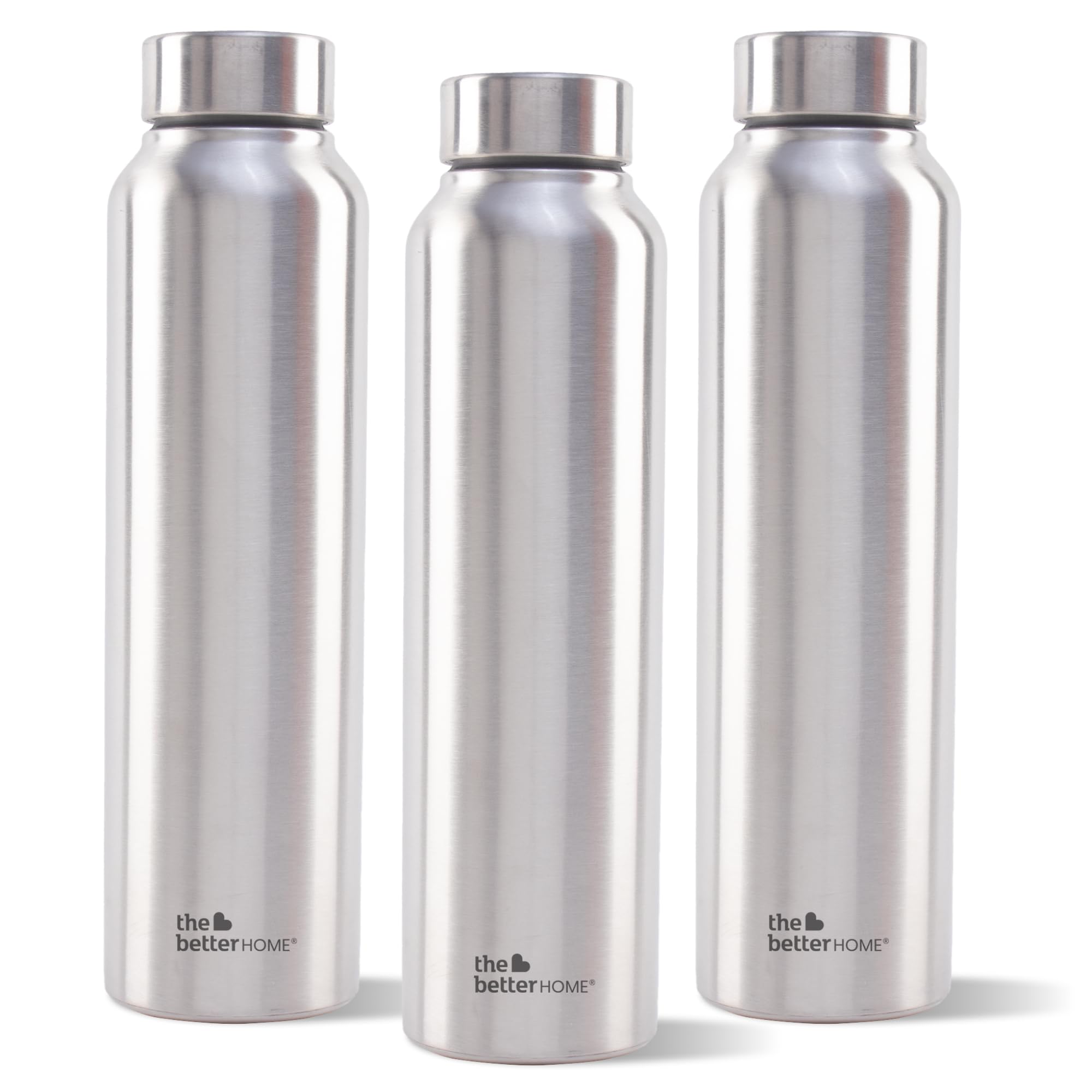 The Better Home 1000 Stainless Steel Water Bottle 1 Litre Silver (Pack