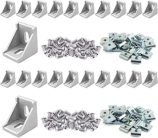20Sets 10 Series Connector 1010 Aluminum Extrusion Corner with 20PCS 10 Series Corner Bracket 1 Extruded Aluminum 40PCS Screws 1010 T Nut