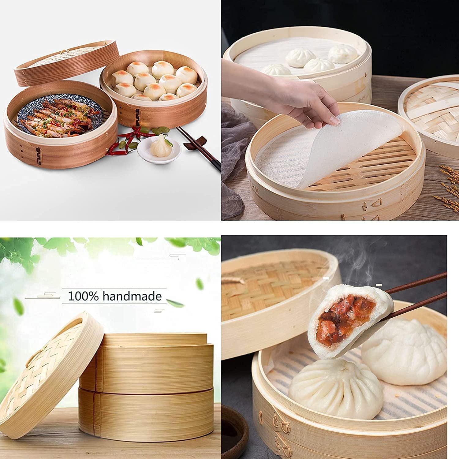 Amazon | 蒸篭 二段 竹蒸し器 (セイロ・付き ふた蒸し器) せいろ