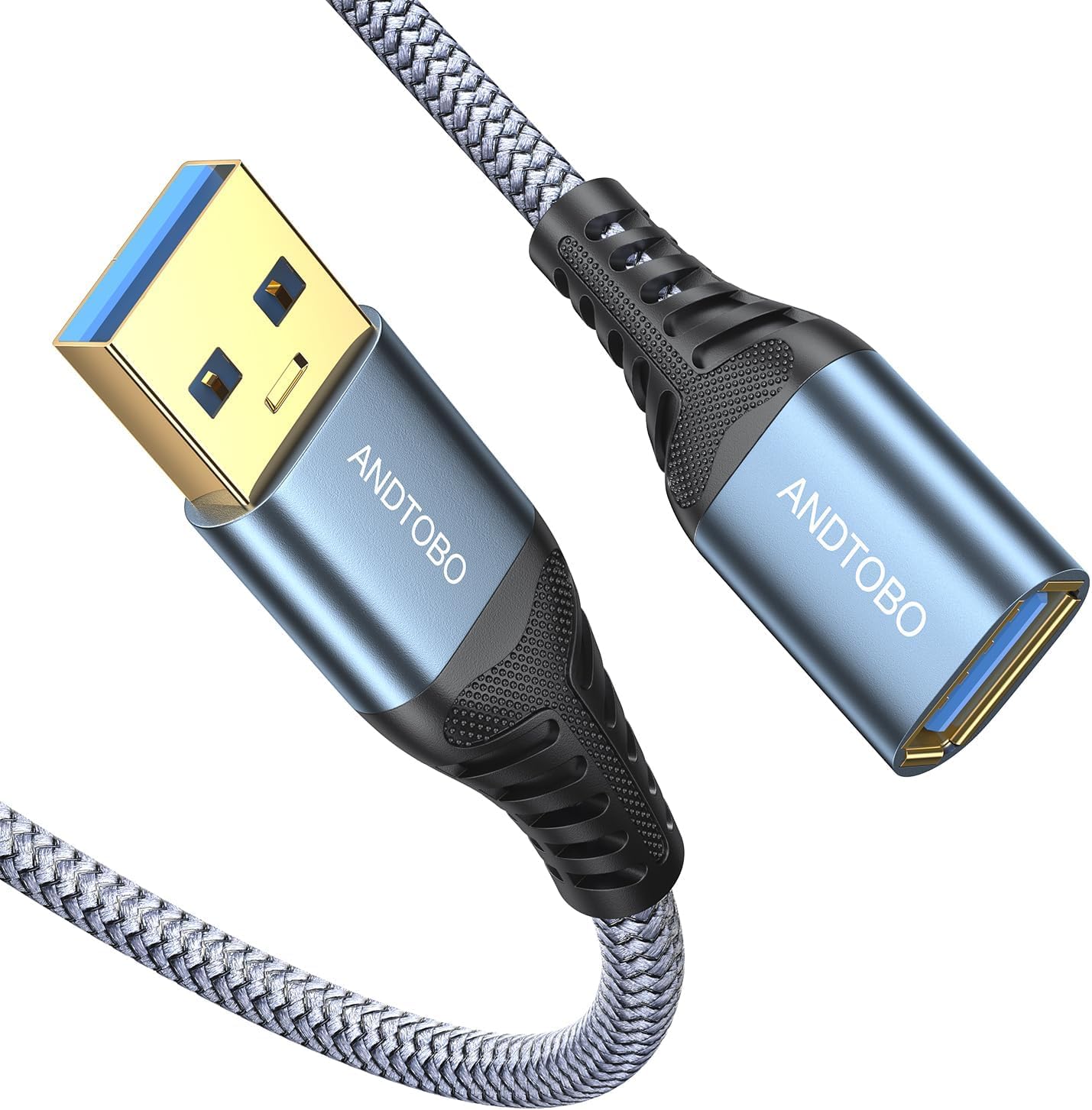 ANDTOBO Cavo Prolunga USB 3.0 2M, USB 3.0 Tipo A Maschio a Femmina Cavi di Estensione Trasferimento dati ad alta Velocità 5Gbps Compatibile con Gamepad, Stampante, Webcam, Tastiera USB, unità flash