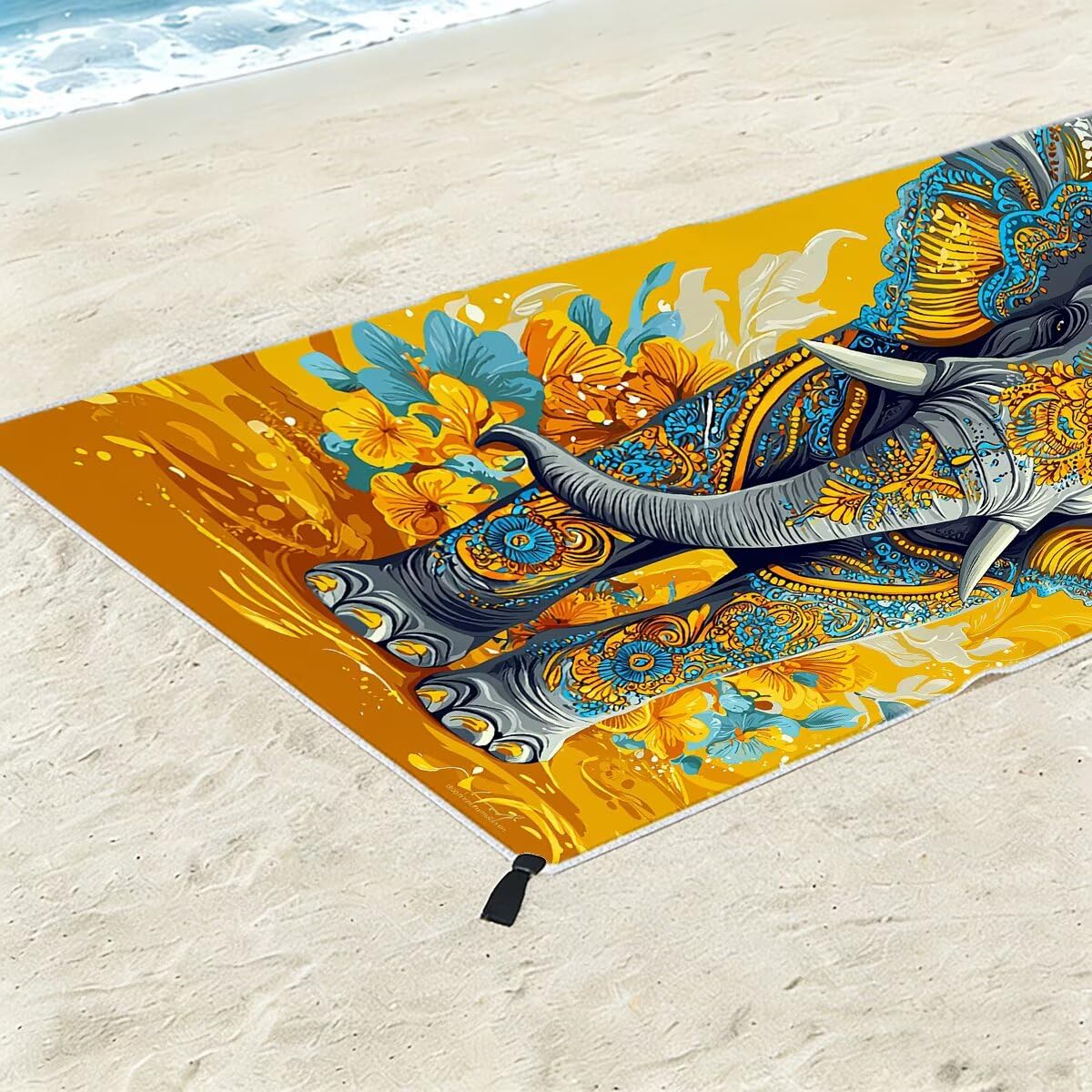 Telo Mare Microfibra, Telo Mare Grande 100x220cm 2 Pezzi, Asciugamano Palestra Donna Asciugatura Rapida, Antisabbia Asciugamano Microfibra, Leggero Asciugamani Palestra per Regalo (Elefante) -4370