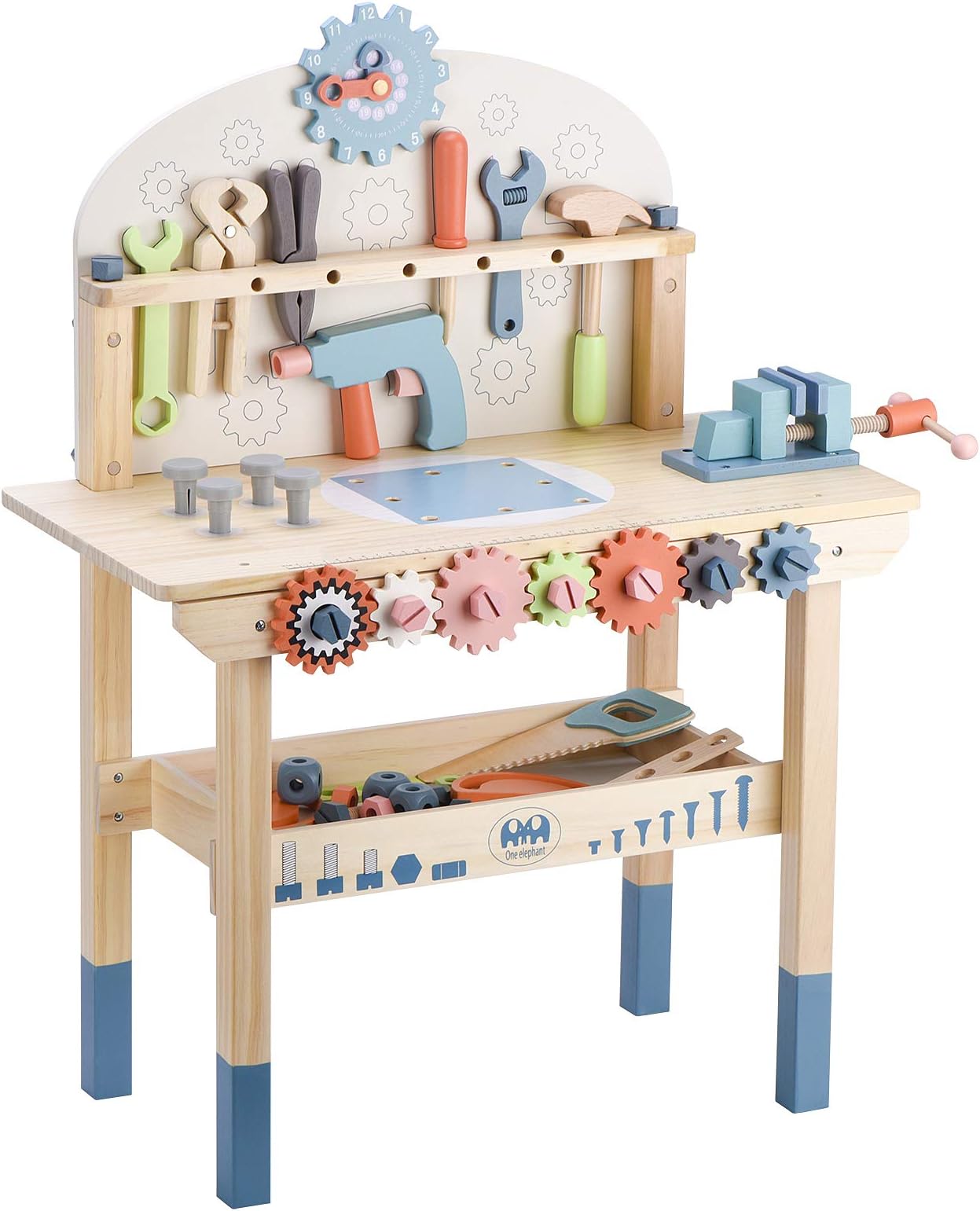 – Tool Bench for Kids Toy Play Workbench Wooden Tool Bench Workshop Workbench with Tools Set Wooden Construction Bench Toy for 3 4 5 Year Old Boys Girls