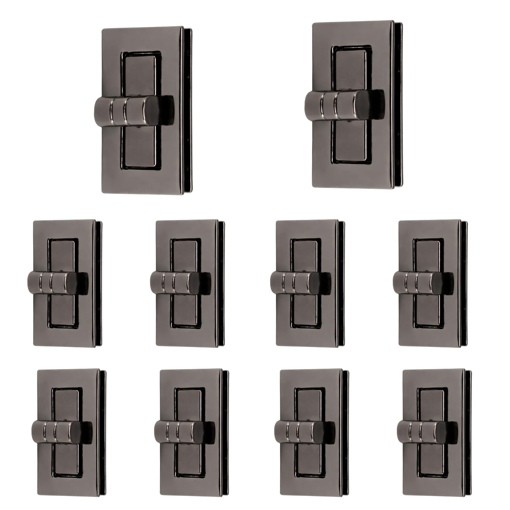 Trimming Shop Twist Turn Lock Rectangle Bag Closure, Gunmetal-10x20mm-10pcs