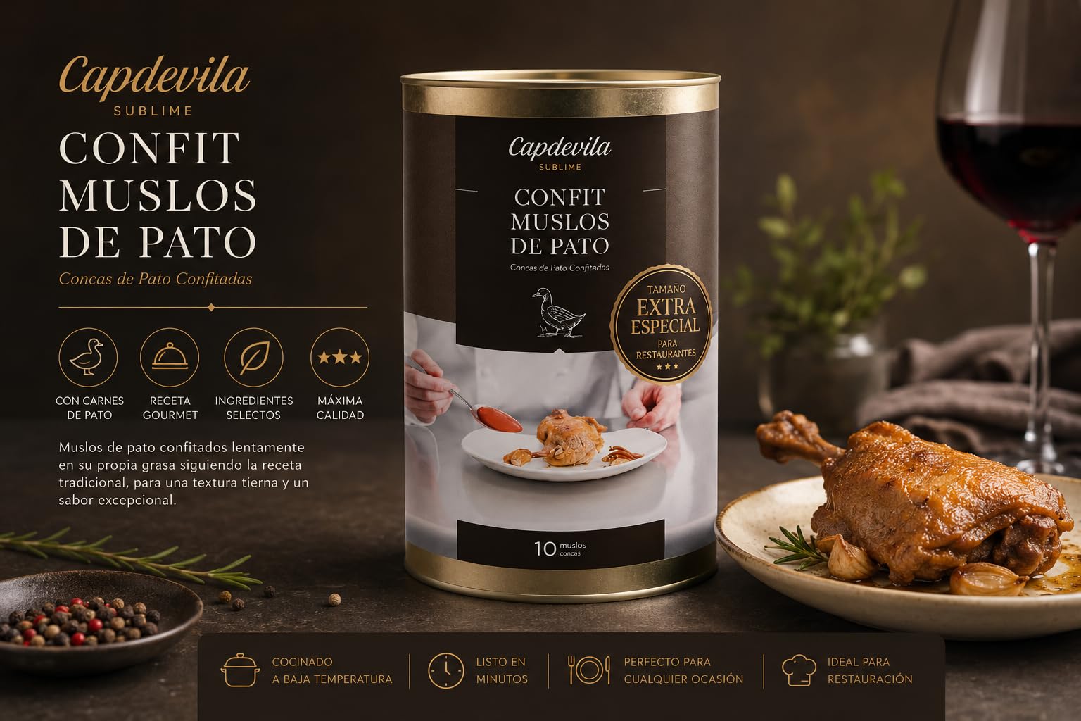 CAPDEVILA Confit De Pato Muslos Confitados 10 Unidades Tamaño Extra Especial Restaurantes Calidad Gourmet