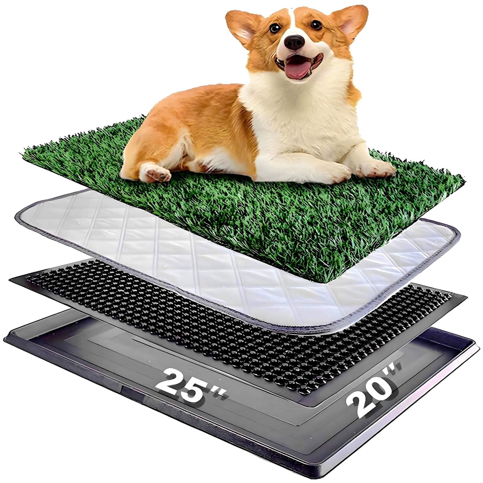 ELLOTY Dog Grass Pad with Tray 25x20