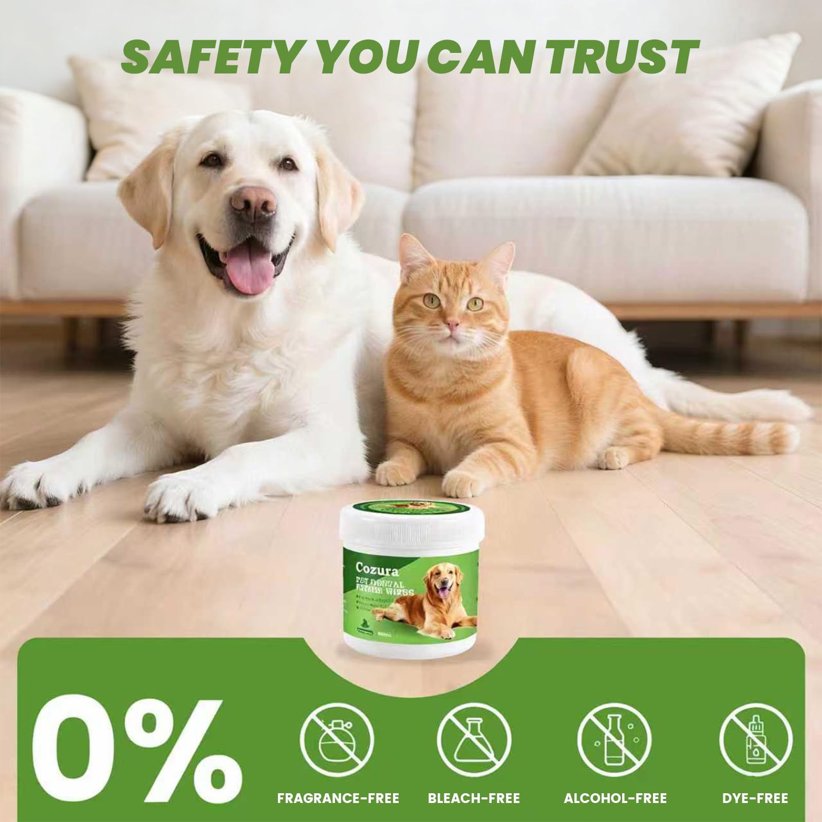 Dog Dental Wipes for Teeth Cleaning - Removes Plaque & Tartar, Effective Toothbrush & Toothpaste Alternative Kit Finger Pet Dental Care Pads, Fresh Breath for Dogs & Cats - 60ct, Unscented - image 5