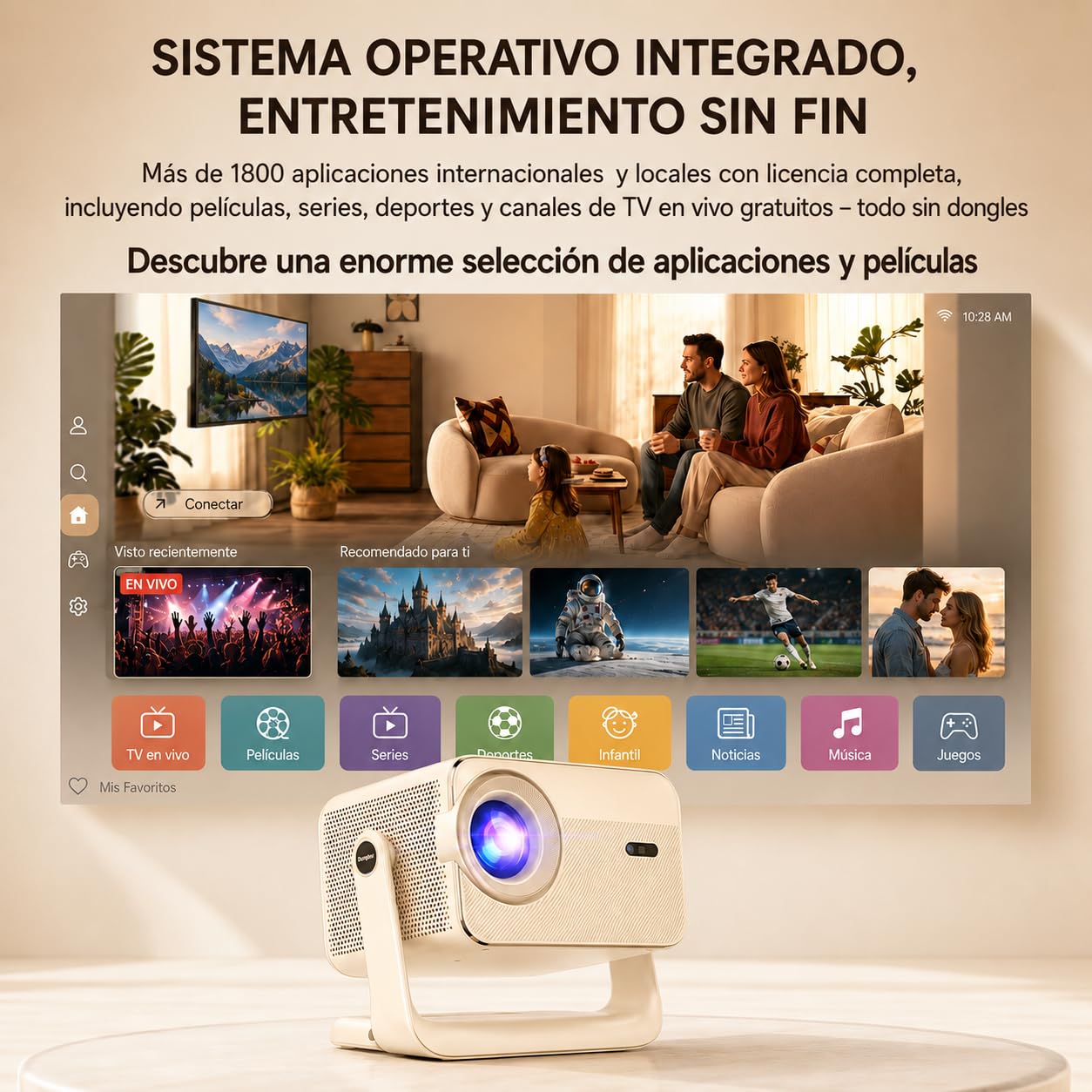 Blackview 4K proiettore con WiFi e Bluetooth, 2000 lumen ANSI portatile, audio Dolby Audio 6x2W, messa a fuoco automatica e correzione trapezoidale, girevole a 360° per camera da letto, esterno e tee