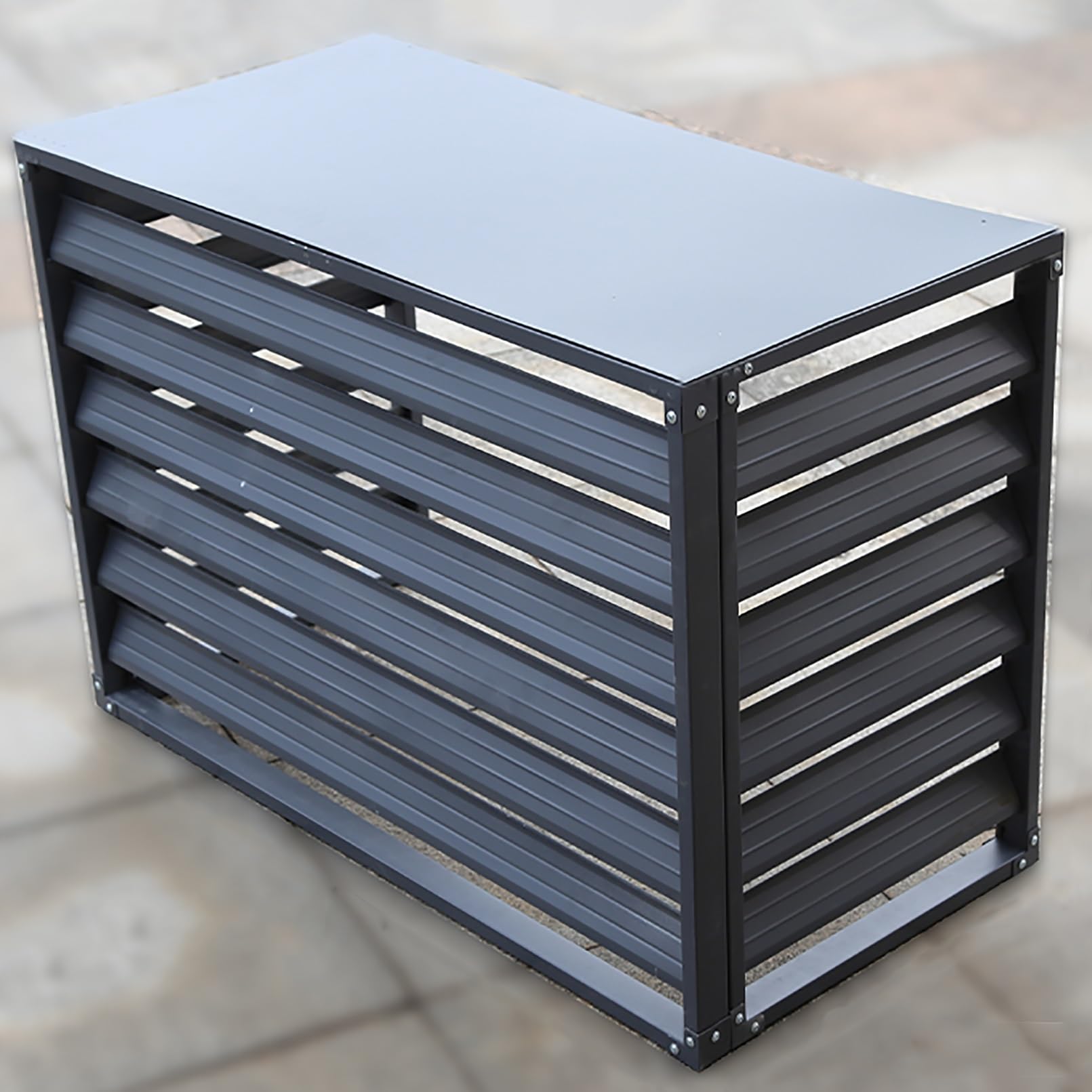 Zewnętrzna osłona klimatyzatora aluminiowa ochrona pomp ciepła wolnostojąca obudowa do klimatyzatorów lub śmieci (szara, 110 x 60 x 80 cm)