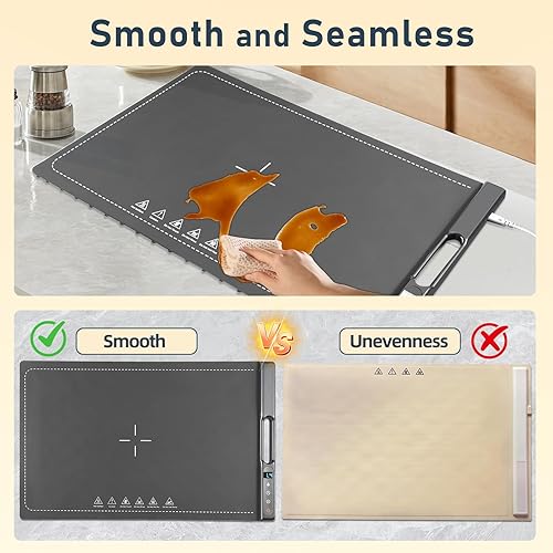 Miniatura 7 de Tapete de calentamiento de alimentos, tapete eléctrico de calentamiento rápido de 7 niveles de temperatura, plegable, adecuado para calentadores de