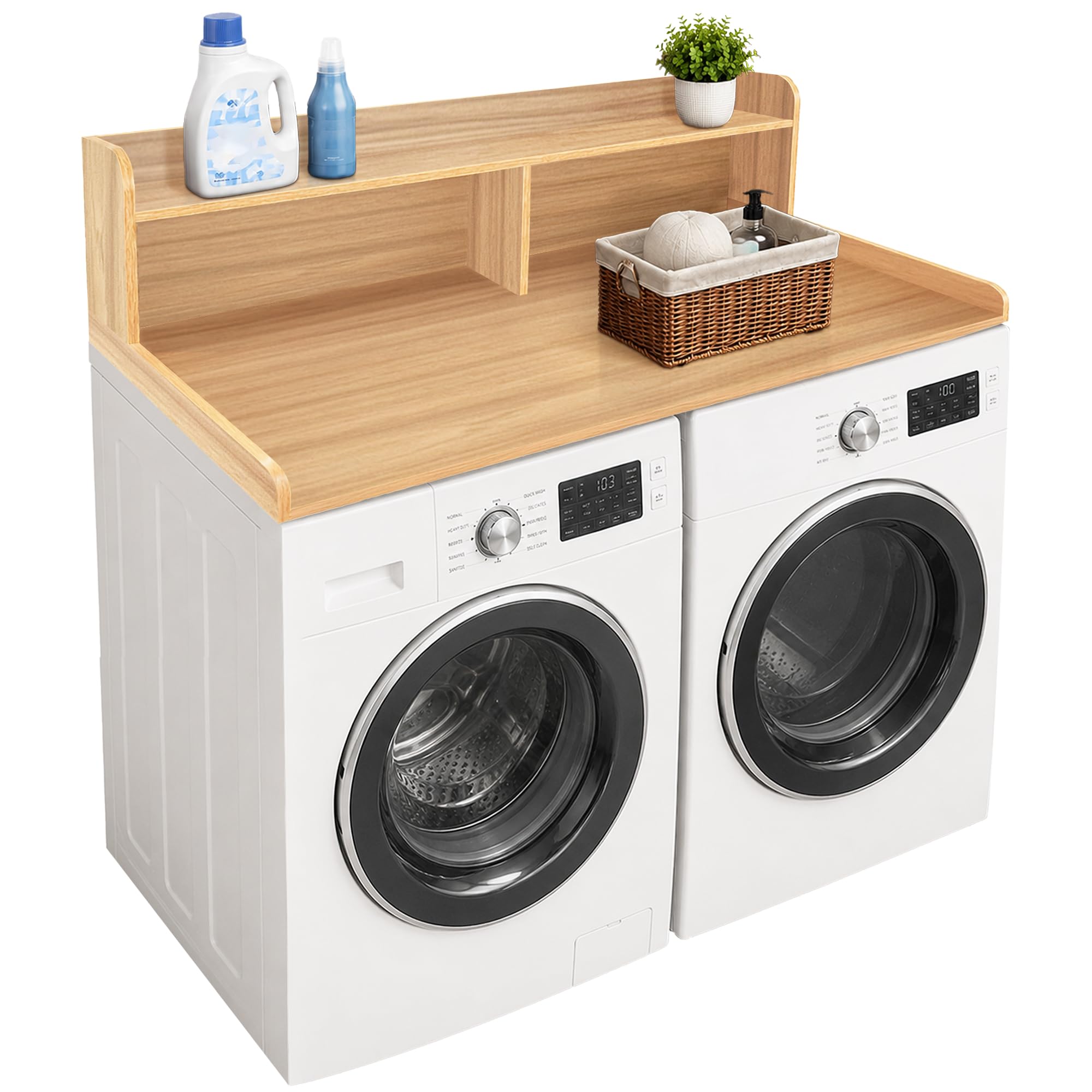 Laundry Countertop with 2-Tier Shelf Storage