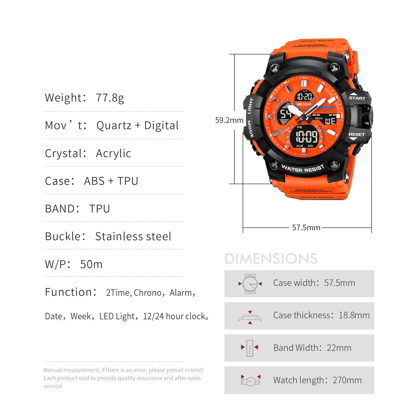 findtime Reloj militar para hombre, resistente al aire libre, analógico, deportivo, con alarma de doble hora, 12/24 horas, fecha, semana, cronómetro, color blanco