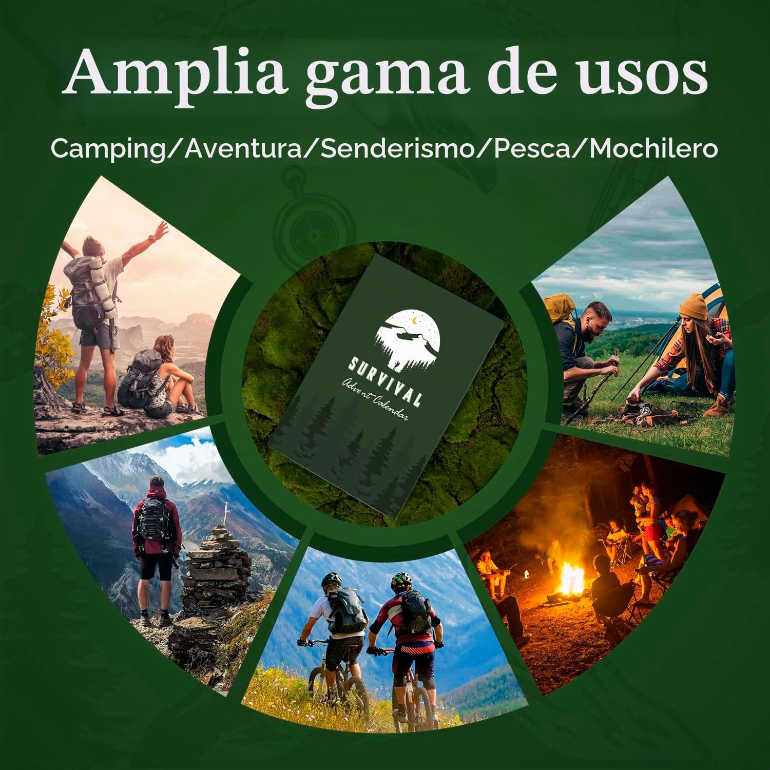 Calendario de Adviento 2025 Hombres, 24 PCS Kit de Herramientas de Supervivencia, Kit de Supervivencia para Acampada, Regalo Navidad Calendario Adviento para Adultos y Adolescentes