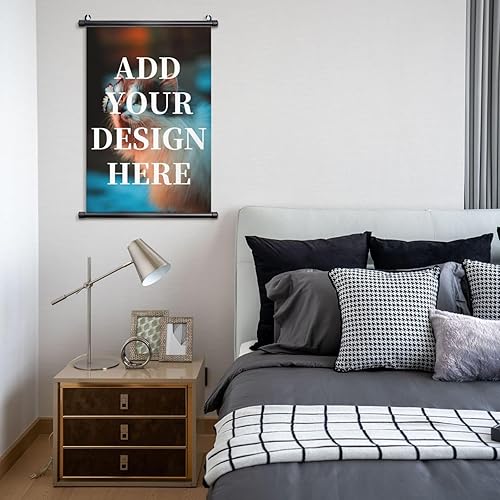 Miniatura 6 de QXYIYBU Póster colgante personalizado, diseño personalizado de tu propia foto, logotipo, texto, arte de pared, marco de madera ajustable, póster de