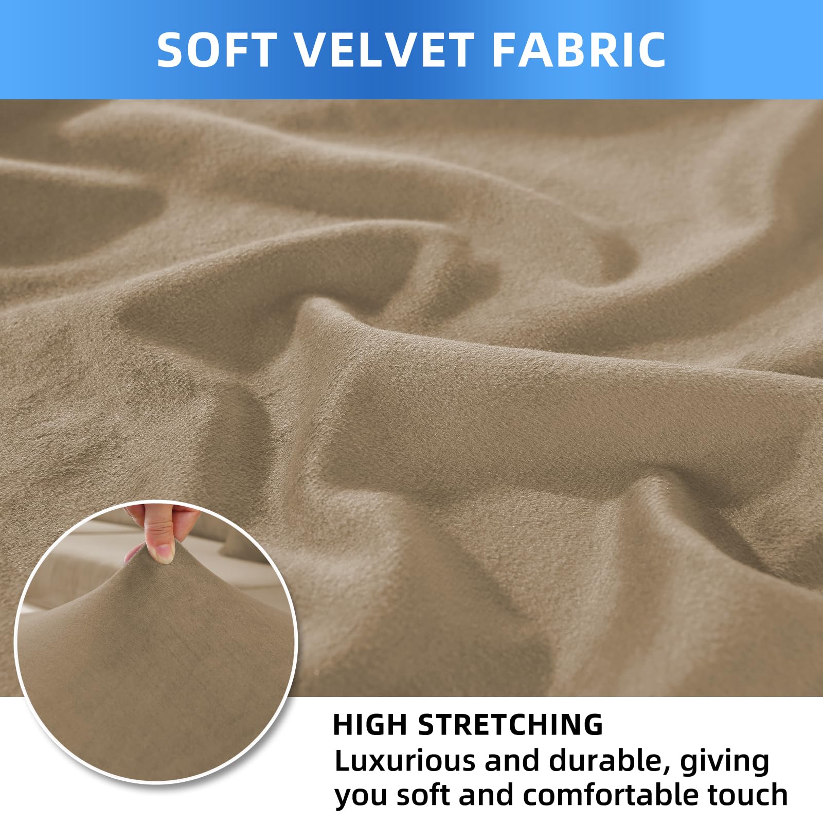 Housse De Chaise Velours 6 Pièces, Universel Extensible Protection Chaise Salle À Manger Epaisse pour Cuisine Restaurant Hotel Banquet, Camel