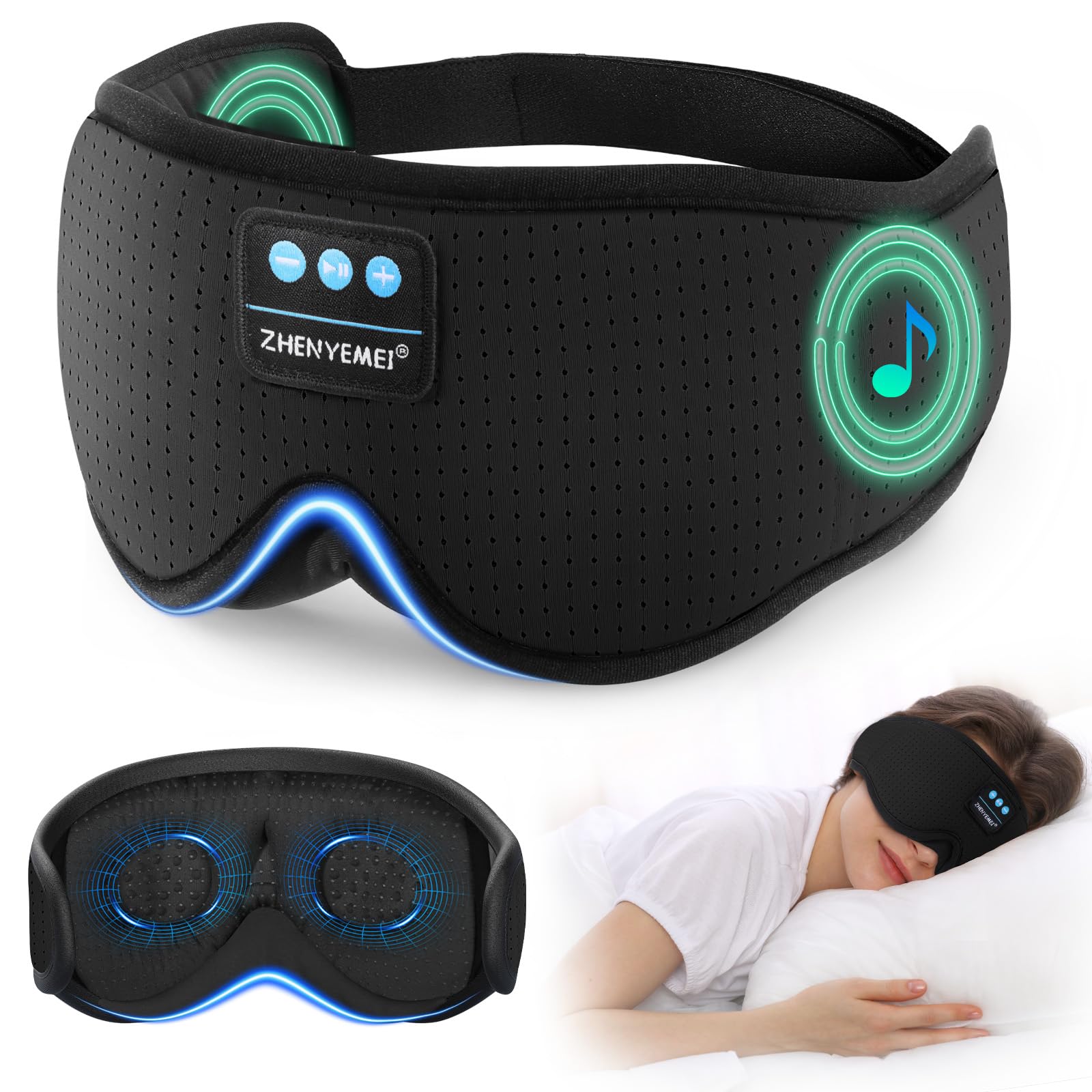 Amazon.com: ZHENYEMEI 3D Sleep Mask with Bluetooth Headphones
