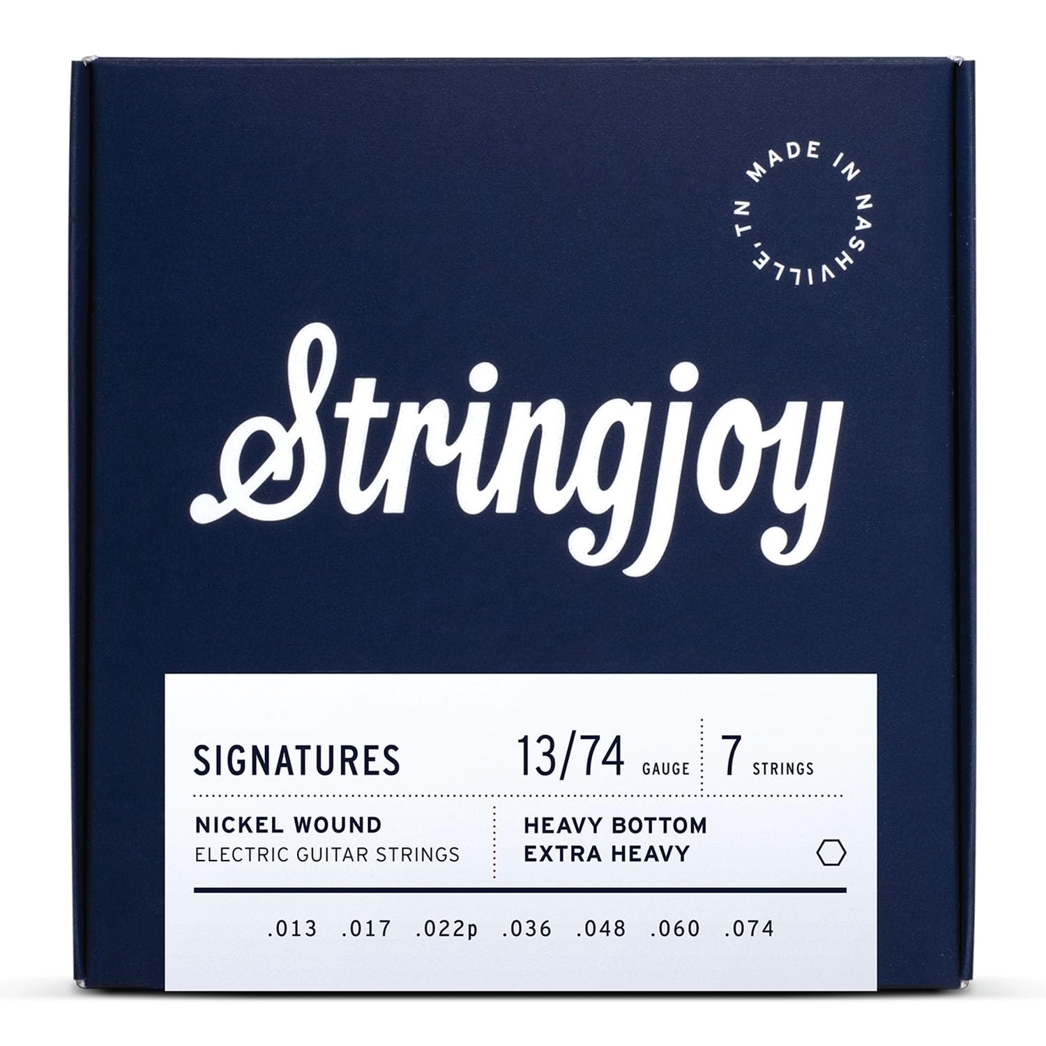 Stringjoy HVY137 7 String Signature Nickel Electric Guitar Strings, (Heavy Bottom Extra Heavy Gauge - 13-74)
