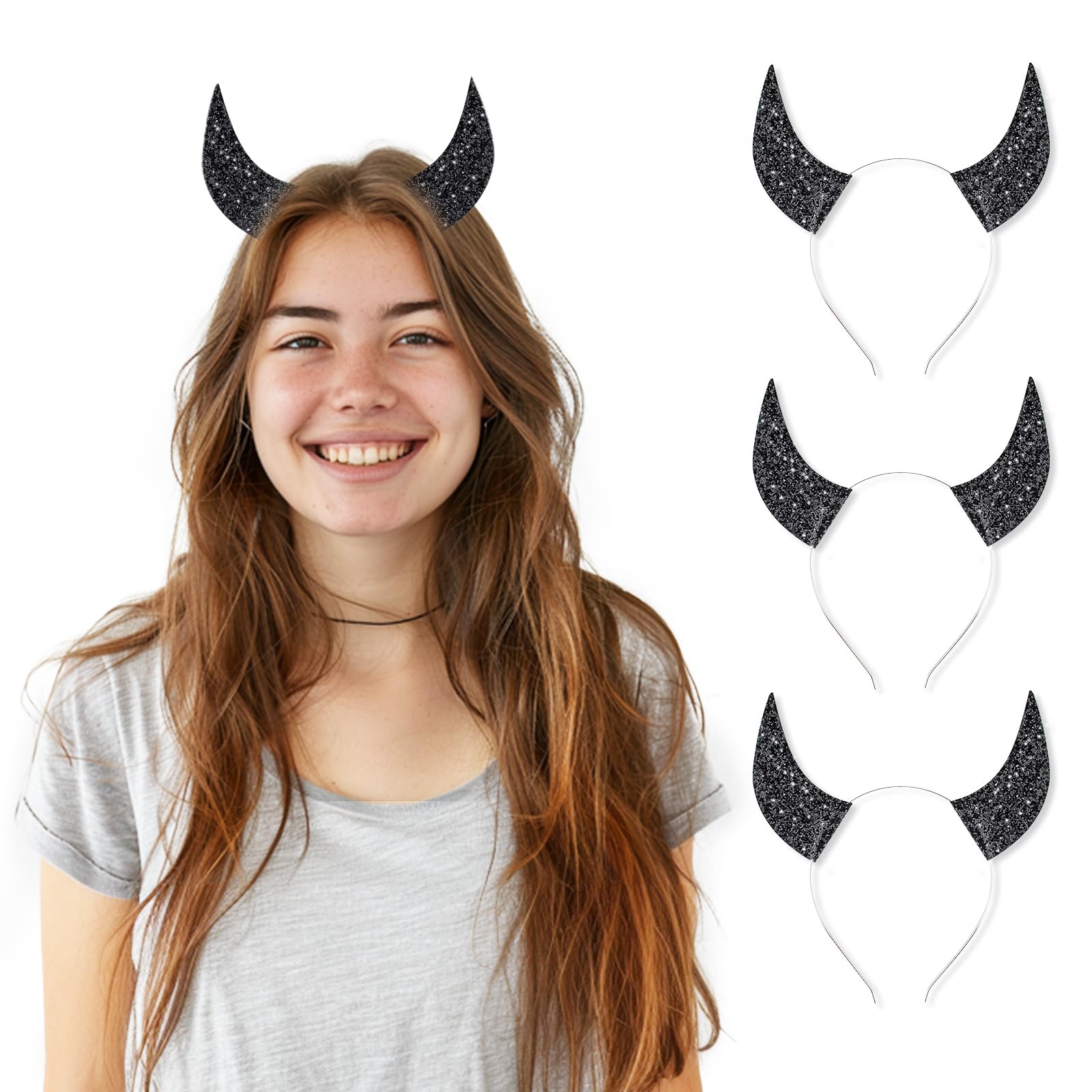Serre-tête Halloween Avec Cornes De Diable à Paillettes Pour Costume D' Halloween