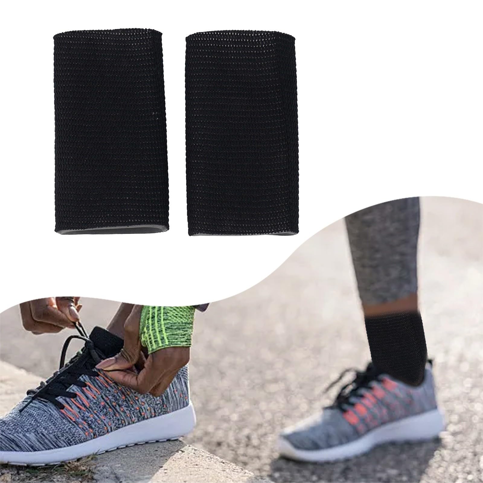 Lot de 2 manchons en gel pour patins à roulettes et patinage sur glace, soutien doux et confortable pour la protection de la cheville (noir)