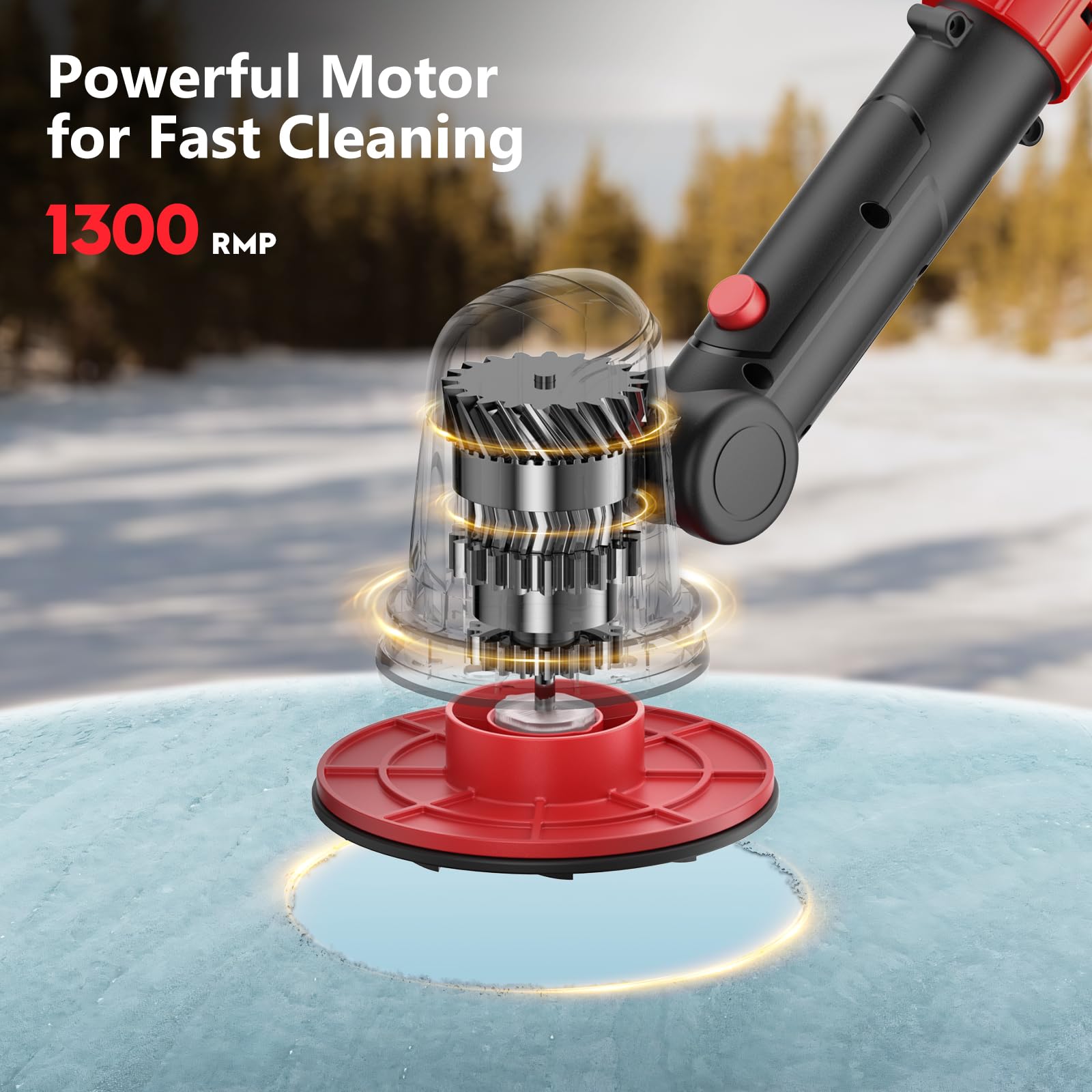 Raschietto elettrico per ghiaccio Milwaukee, batteria da 18 V, 1300 giri/min, raschietto per parabrezza ad alta velocità per ghiaccio e neve, regolazione della testa a 45°, asta di prolunga