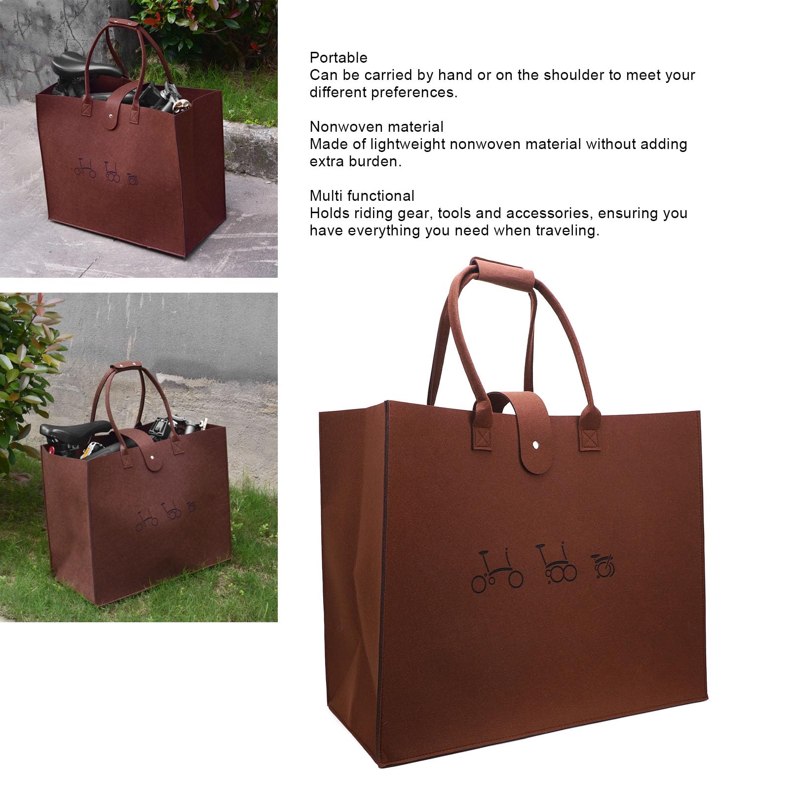 Cffuvros Folding Bike Bag for Travel, Airplane Approved Bike Transport Case, Lightweight Nonwoven Bike Travel Bag for 16 20 Inch Bikes, Portable Cycling Storage Box for Air Travel