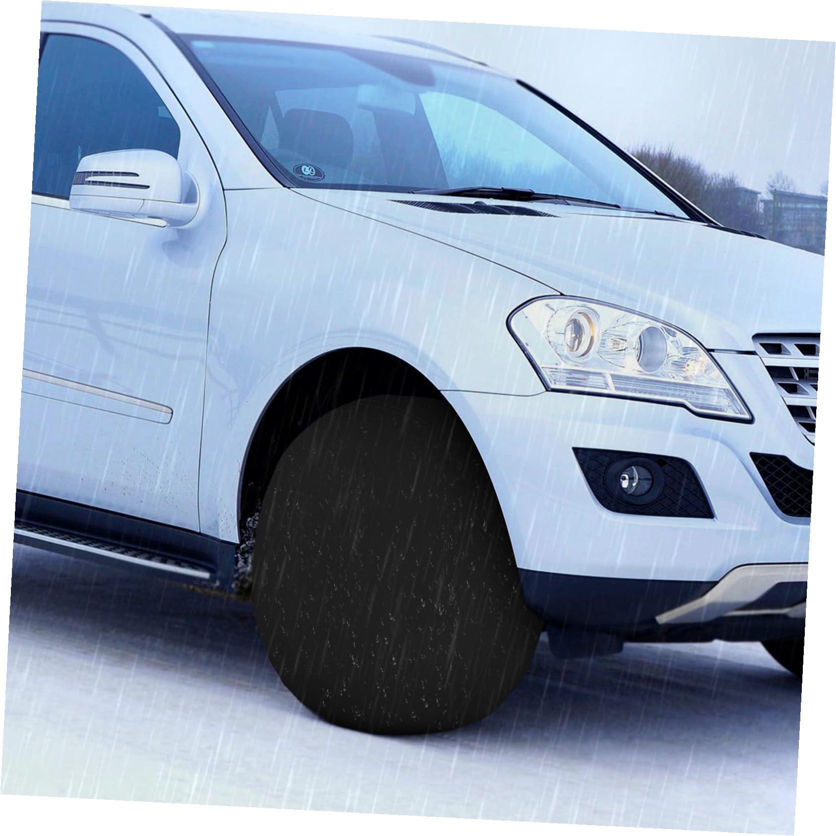 POPETPOP Fundas para Neumáticos De Coche 420d Oxford Negra, 4 Unidades, para Diámetro 60-66 Cm y Ancho 30 Cm, Protección Solar y Almacenamiento, para Caravanas y Coches Exterior