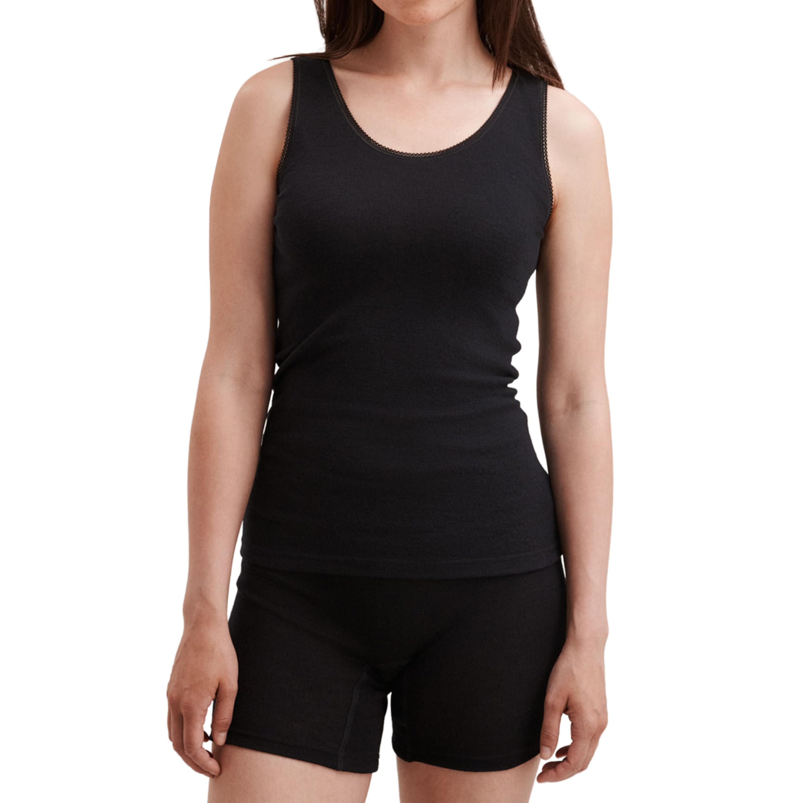 DILLING Women's Merino Wool Tank Top - Ladies Thermal Vest Black 18