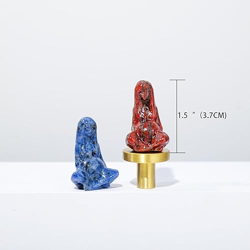 Miniatura 2 de Runyangshi Tallados de labradorita de cristal natural de 1.5 pulgadas, figura de madre tierra, tallada a mano, estatuas de cristal curativo talladas