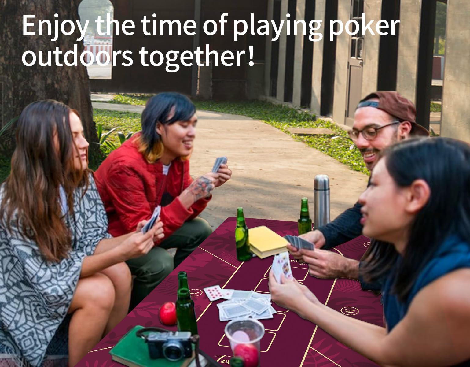 LaiEr Poker Matte Große Größe Tabelle Matte Texas Hold'em Poker Gummimatte Poker Topper für Tische Folding Super Portable Poker Tisch Blackjack Top Layout Mehrere Größe Auswahl(180 * 90 * 0.2cm,Red)