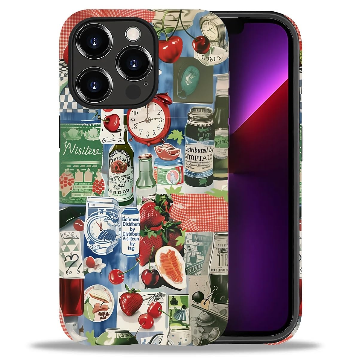 DAIZAG Phone Case Compatible with iPhone 13 Pro Max,Drinks Collection Chart Mixed 2 Layer Soft Silicone+Hard PC Ddouble Protection Ultra-Thin Phone