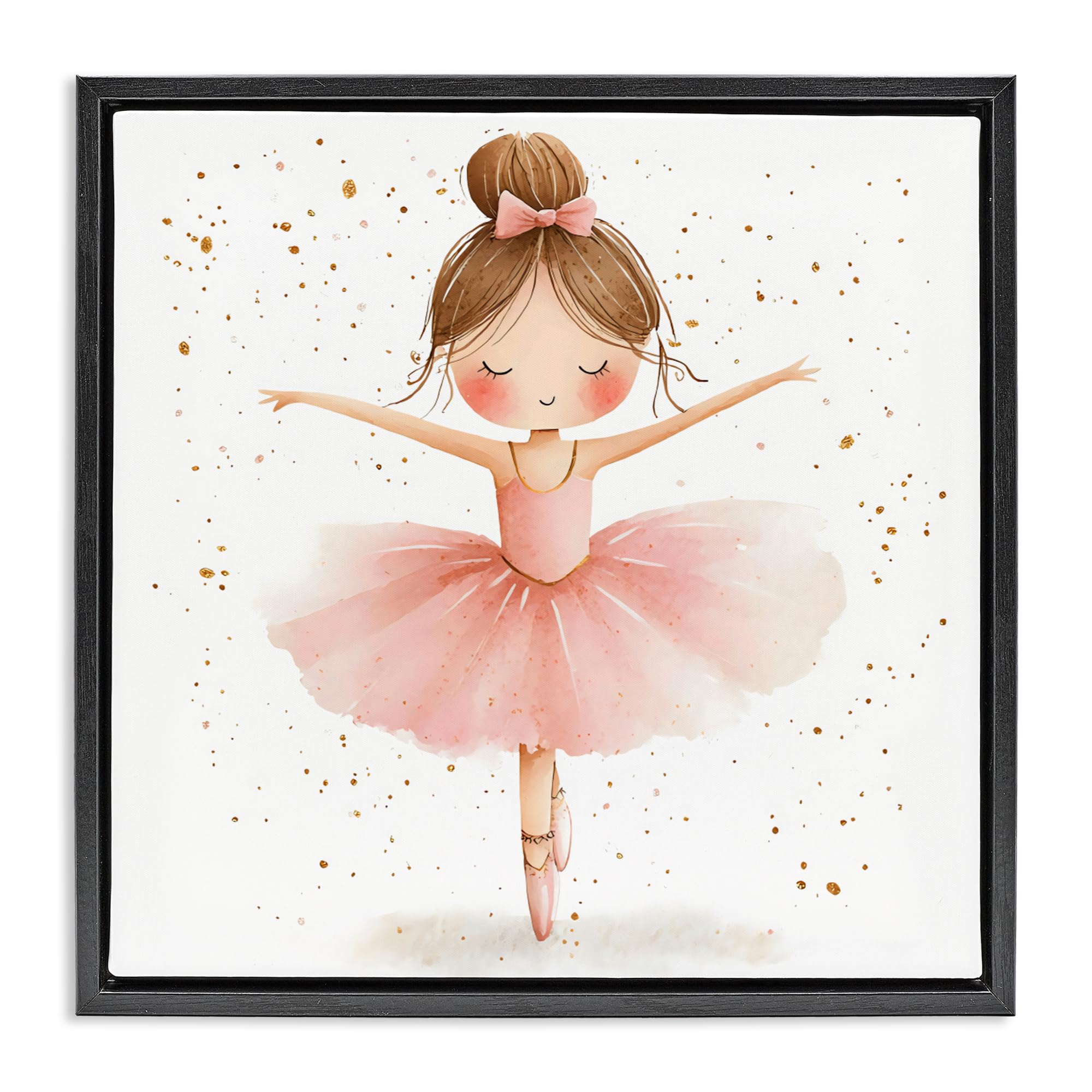 Stupell Industries 'Sweet Ballerina Pose', Floating Frame Canvas Art, Black, 25 x 25 Inches, Easy to Hang and Sturdy, Made in USA, by Creative Studio
