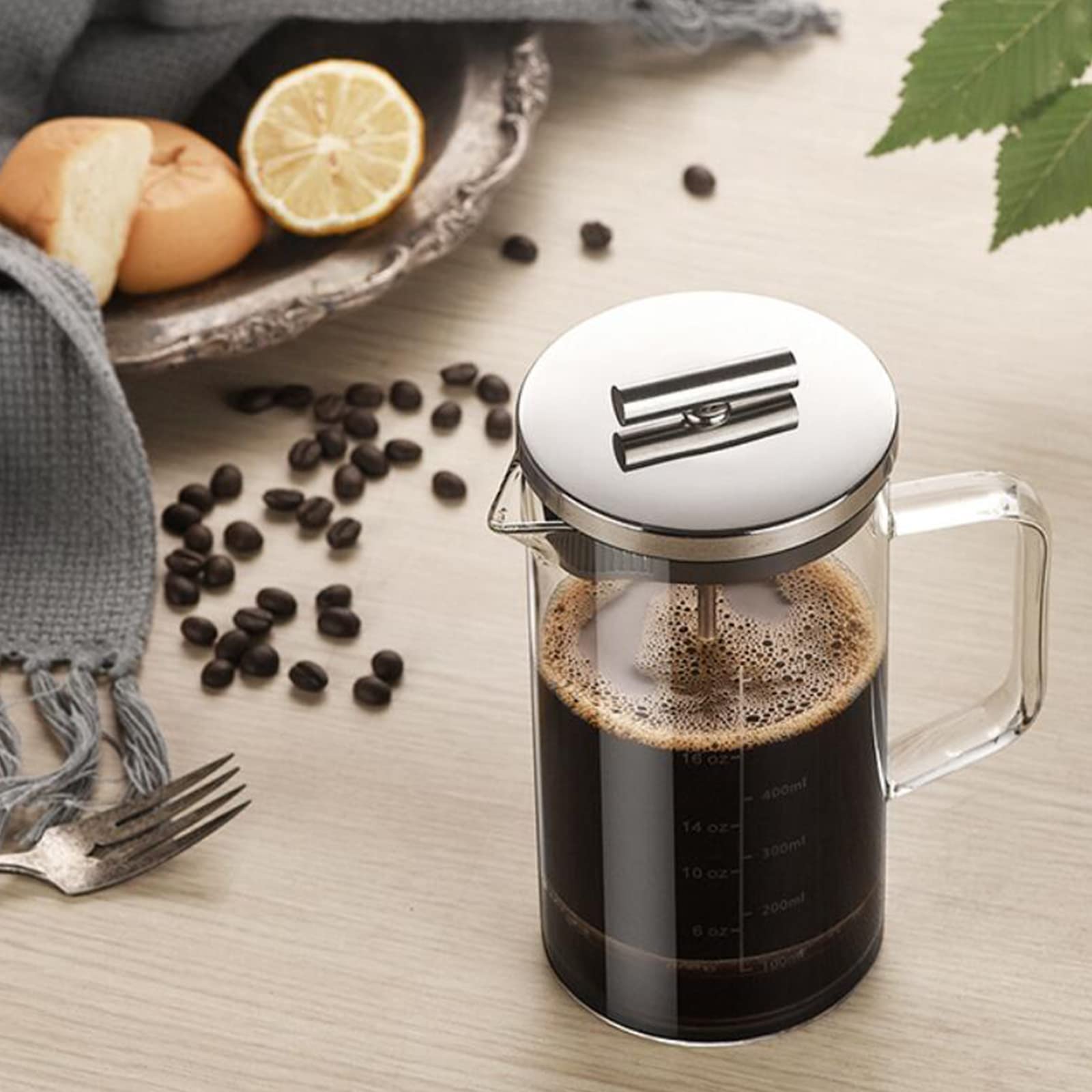 Borosilicate Glass Coffee Press Thickened Coffee Maker Coffee Maker with High Density Stainless Steel Filter for Home Kitchen