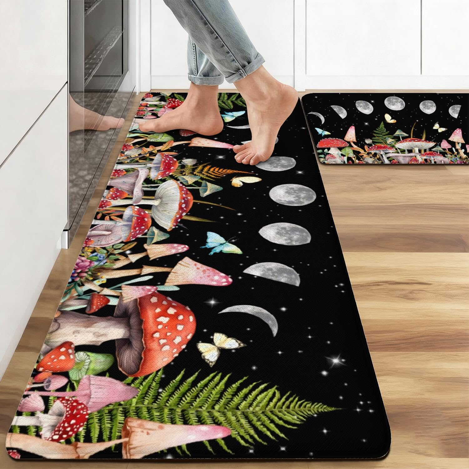 Tapis de cuisine en PVC antidérapant lavable lot de 2 rustiques