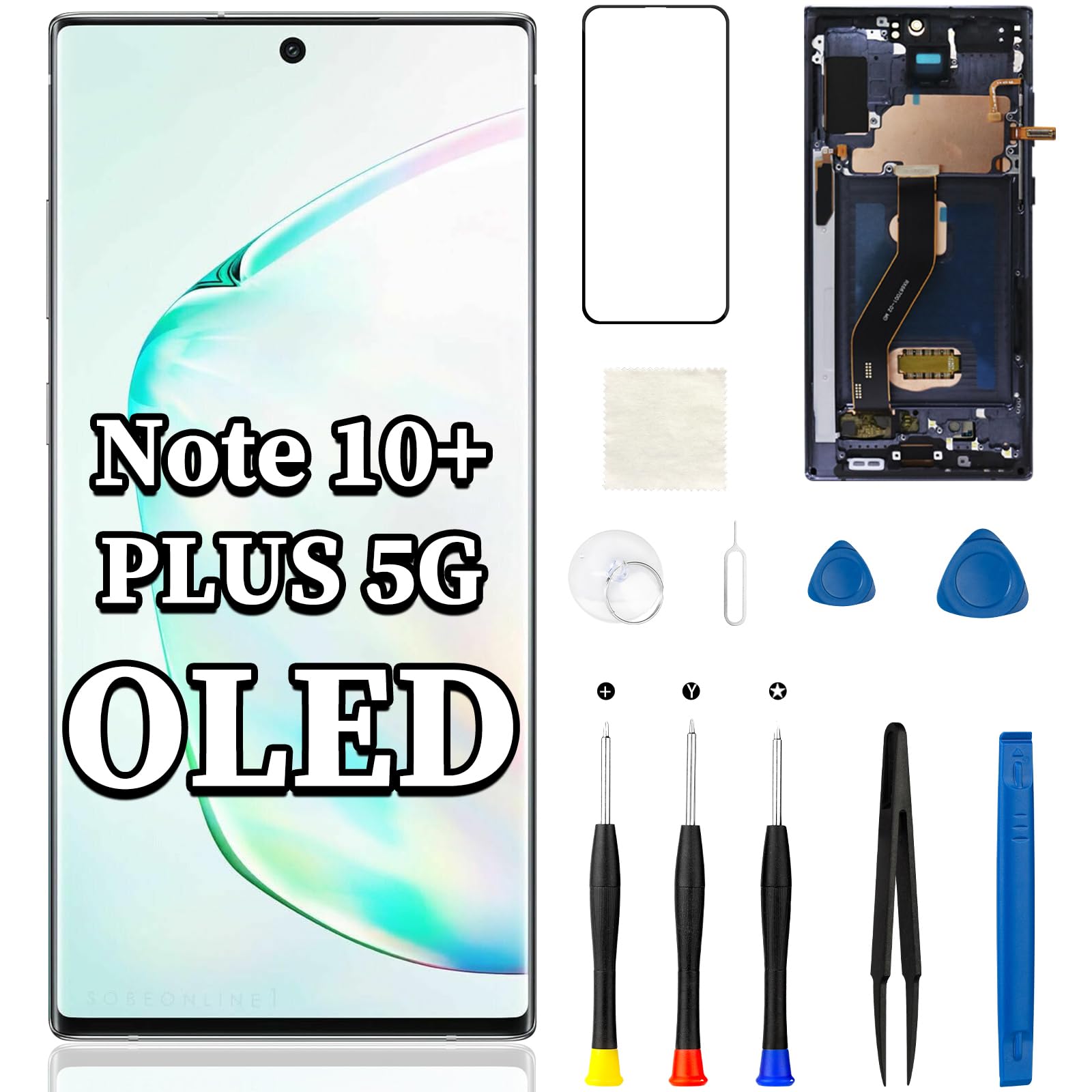 Photo 1 of for Samsung Galaxy Note 10 Plus 4G 5G OLED Screen Replacement with Frame LCD Display SM-N975 SM-N976 3D Touch Digitizer Full Assembly Repair Tool Kit 6.8 inch