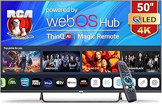 RCA Web OS TV 50-inch QLED 4K UHD Smart TV, MEMC HDR10 ThinQ AI, Voice Magic Remote Dolby Audio