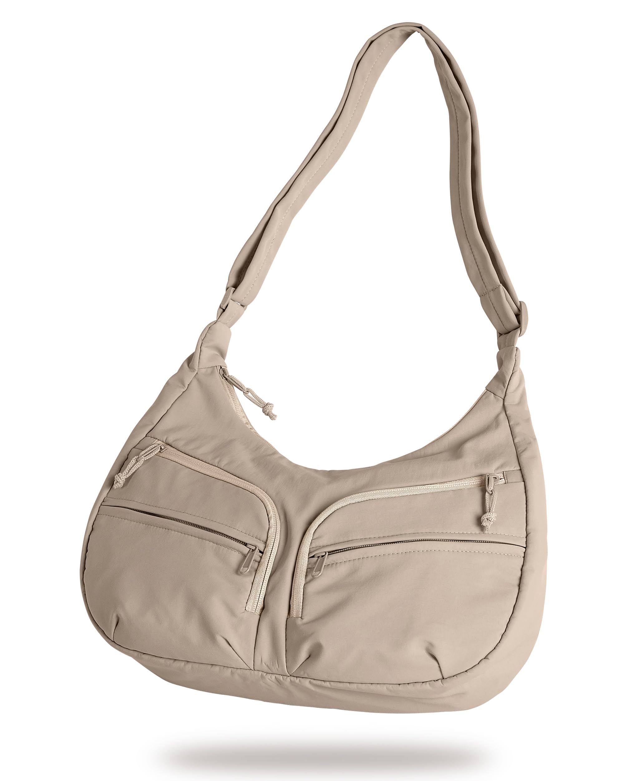 Large Crescent Crossbody Bag with RFID Blocking Pocket and Water Bottle Holder Slouchy Crossbody Bag with Pockets