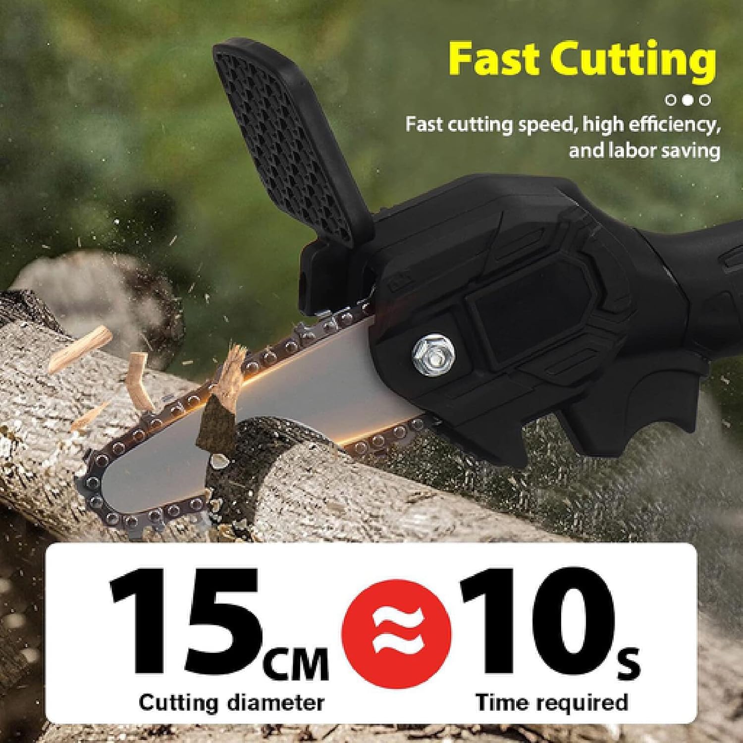Mini Motosierra Inalámbrica con 1 Batería, Motosierra Eléctrica Inalámbrica De 4 Pulgadas para Podar, Sierra Eléctrica Portátil De Una Mano para Cortar Ramas De árboles En El Patio.