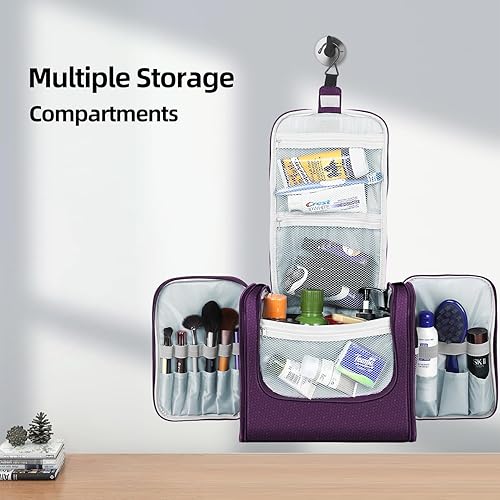 Miniatura 2 de Buruis Neceser de gran capacidad para mujeres y hombres, Púrpura, Extragrande, Classic