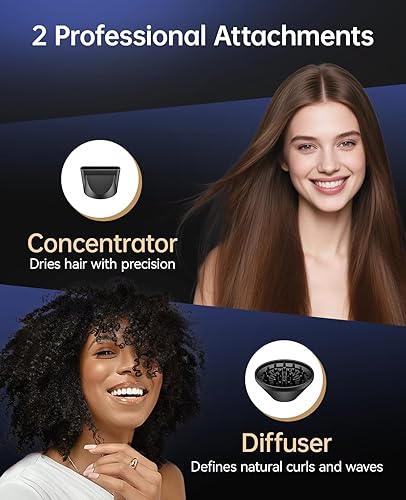 Miniatura 7 de Secador de pelo CONFU para mujer, secador de pelo con difusor, secador de pelo para hombres, secador de pelo con accesorio difusor, portátil,