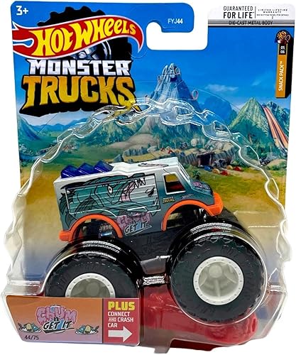 Miniatura 1 de Monster Trucks Snack Pack Chum N Get It con Connect and Crash Car 44/75 (camión fundido a presión a escala 1:64)