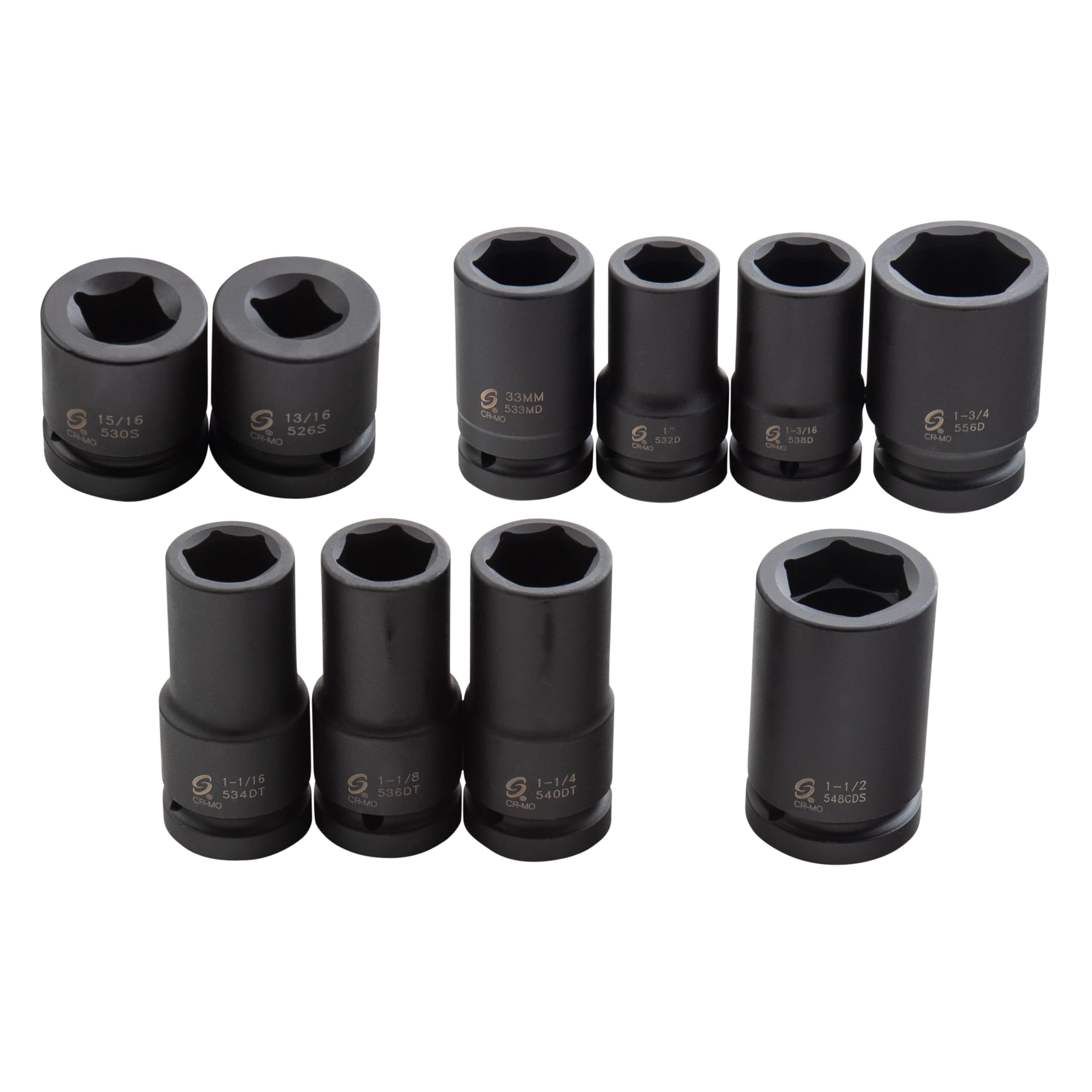 Sunex 5690 A 10 piezas 1 "Drive SAE/métricas Heavy Duty rueda de vaso de impacto Set