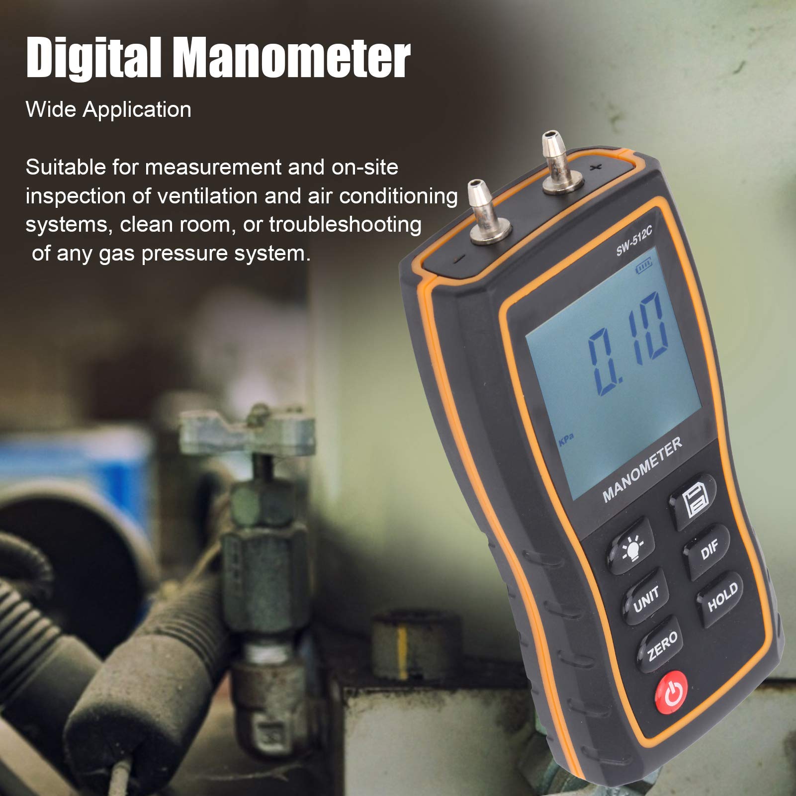Jeanoko 1PCS Digital Manometer with Large LCD Display, HVAC Air Pressure Meter for Ventilation Systems and HVAC Technicians