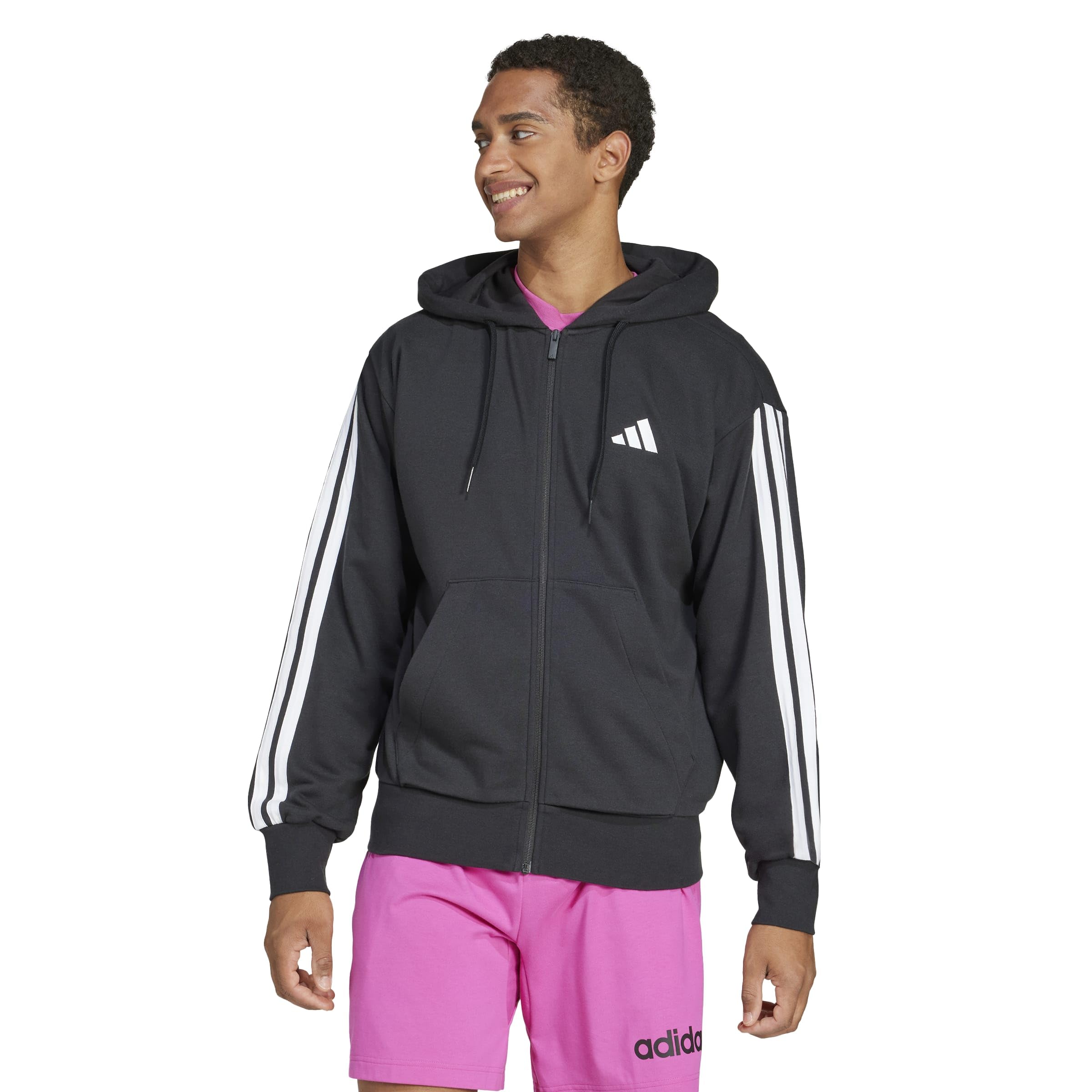 adidas Męska bluza z kapturem Essential Three Stripes French Terry FullZip