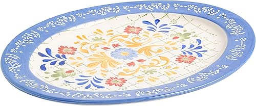 Laurie Gates by Gibson Tierra Mix and Match - Juego de vajilla pintada a mano, bandeja ovalada (13.8 pulgadas), surtido