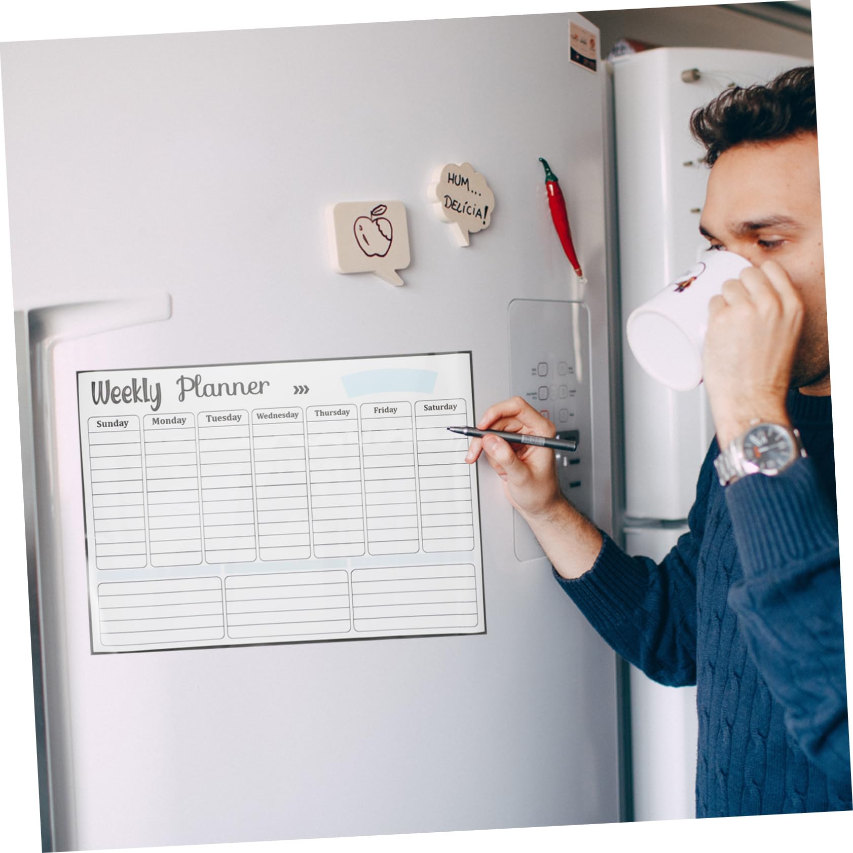 SHINEOFI 2pezzi Calendario Magnetico Cancellabile Per Frigorifero Lavagna Settimanale Pratica Per Pianificazione Familiare Facile Da Attaccare e Riutilizzare Perfetta Per Appunti e