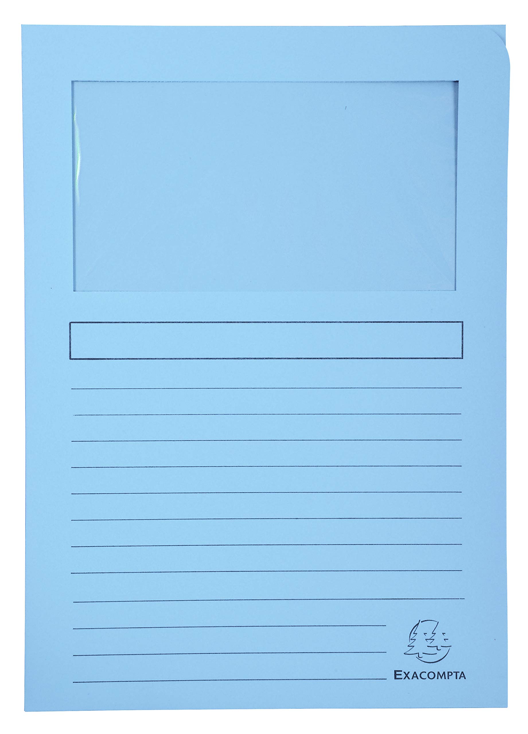 Exacompta 50152E - Lote de 100 Subcarpetas Super 180 con Ventana e Impresas, Color Azul Claro